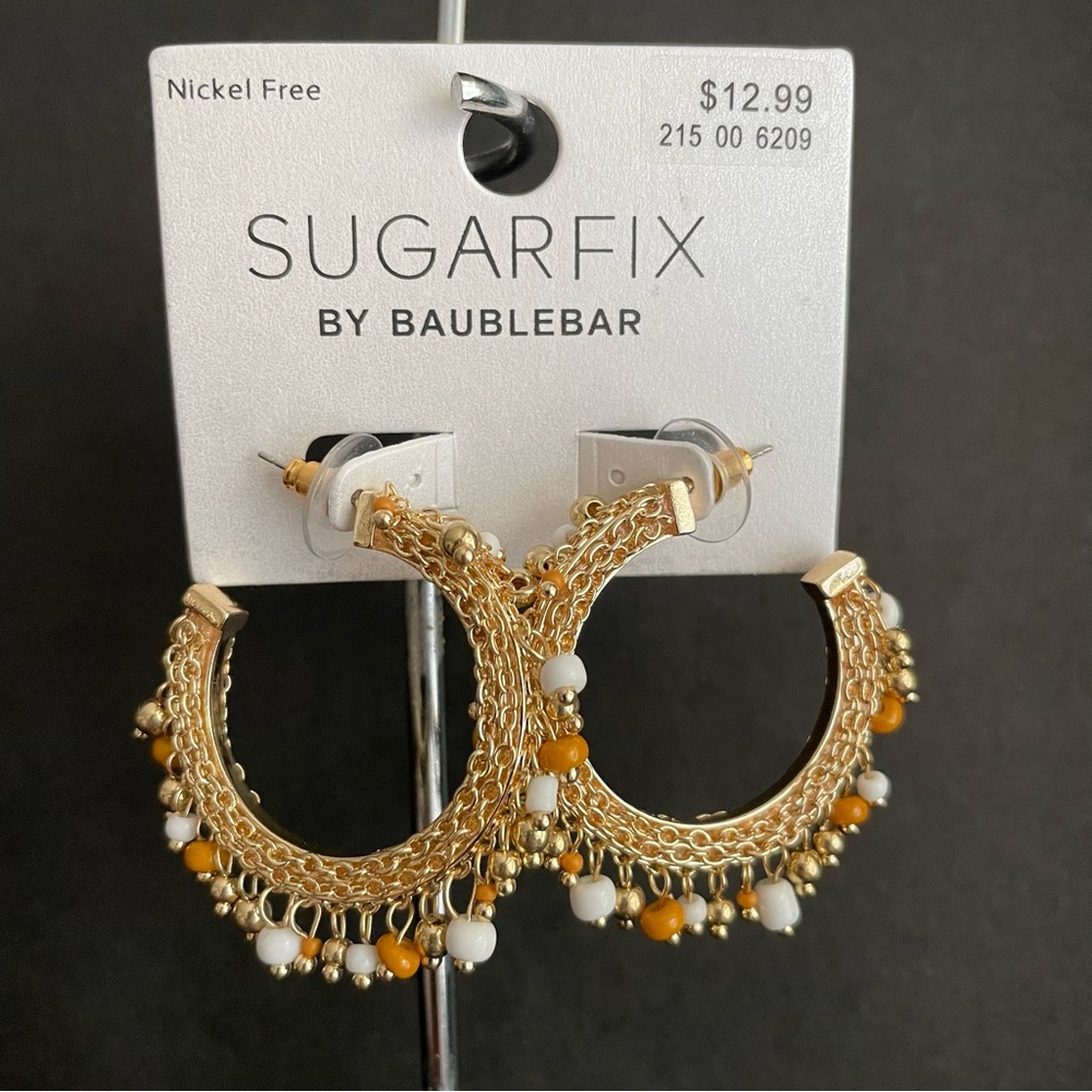 ✨3/$25 New Baublebar Gold Beaded Hoop Earrings